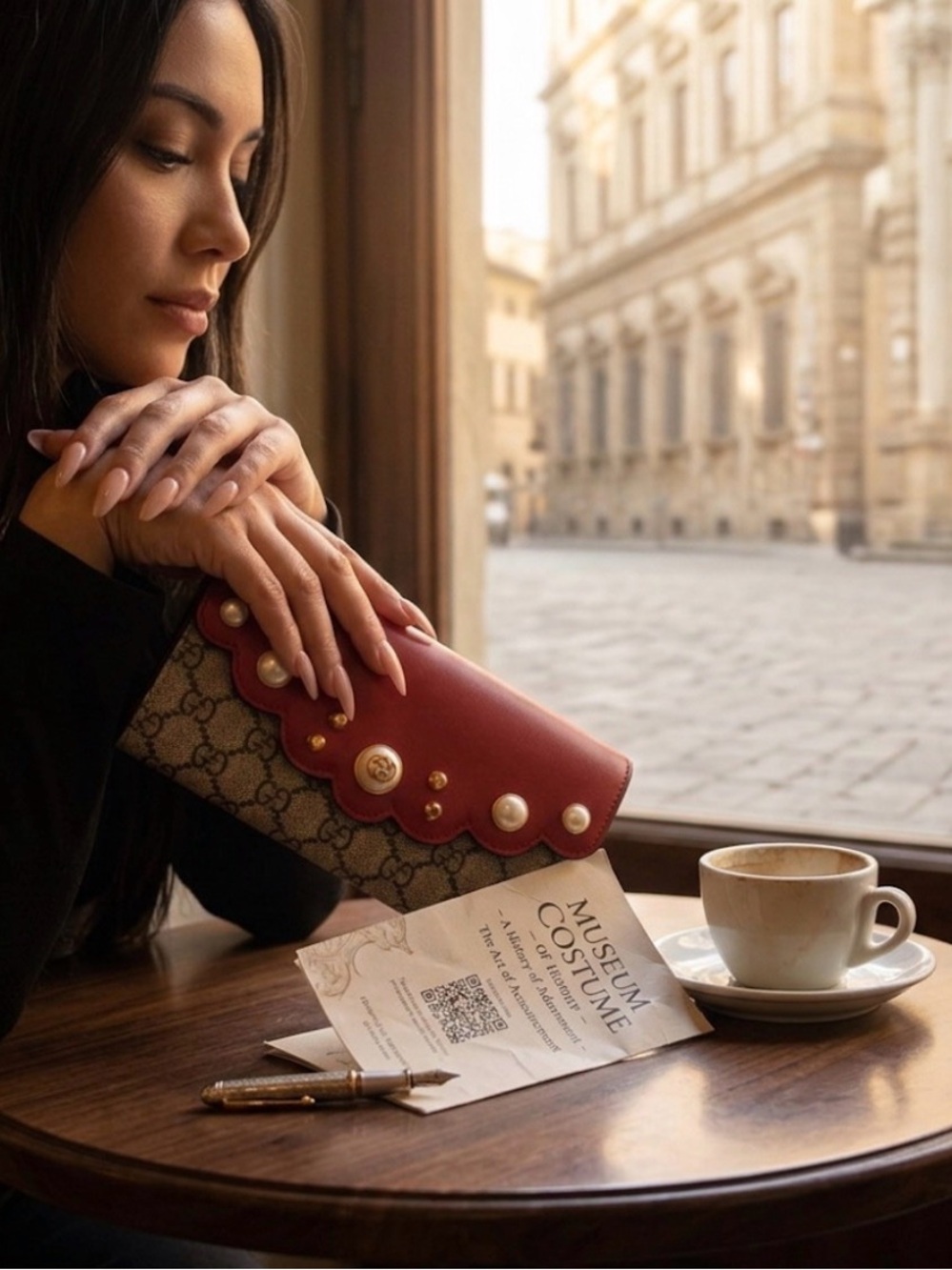 Gucci Red and Brown Pearl Wallet